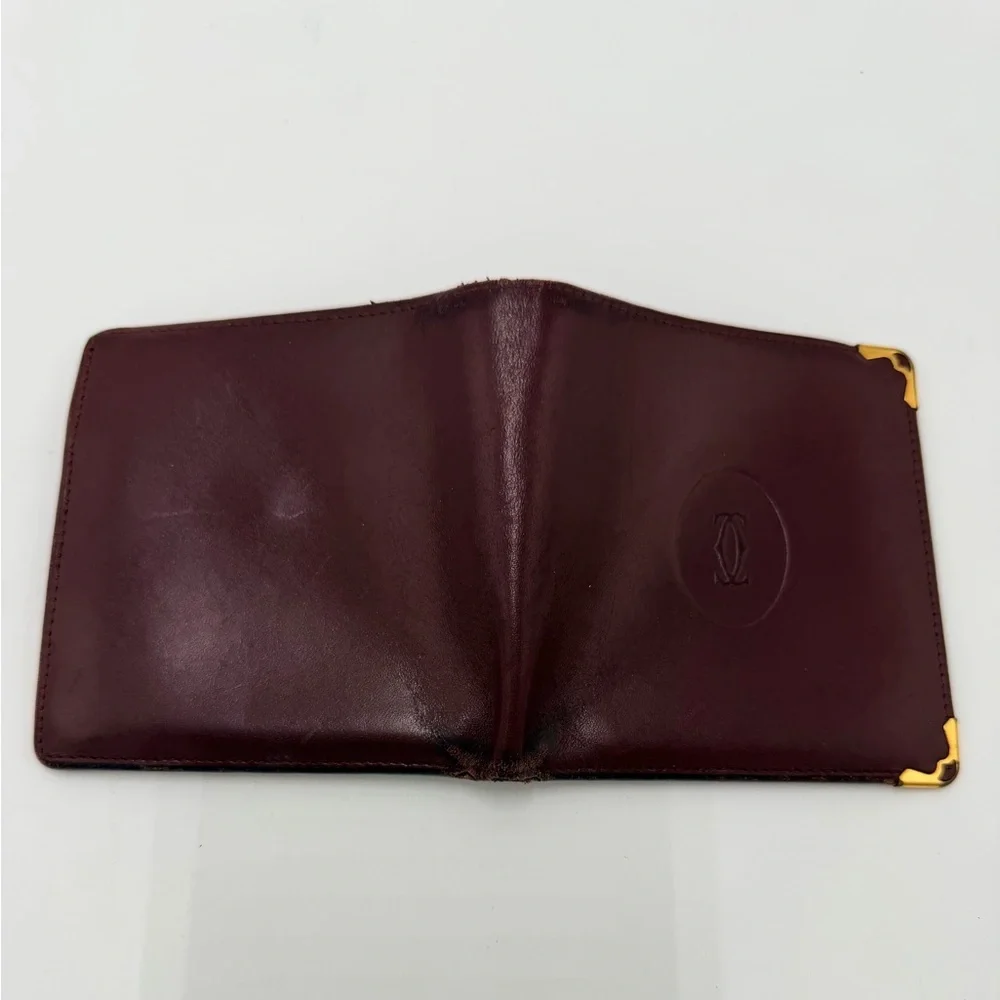 Must de Cartier Paris Vintage Oxblood Leather Wallet w/ Authenticity Card